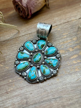 Load image into Gallery viewer, Sterling Silver Sonoran Mountain Turquoise Cluster Pendant – Fits Up to 15mm Beads – Artist Shay Pfeiffer
