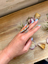 Load image into Gallery viewer, Sterling Silver Orange Spiny Oyster Cluster Ring – Size 9 – Artist Shay Pfeiffer

