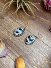 Load image into Gallery viewer, Sterling Silver White Buffalo Dangle Earrings – Handmade by Artist Jason Ogg
