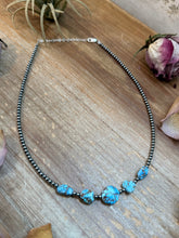 Load image into Gallery viewer, Golden Hills Turquoise &amp; Sterling Silver Pearl Necklace – 16 Inch
