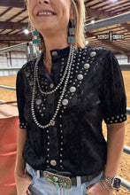 Load image into Gallery viewer, BLACK Vallejo Velvet Button Up

