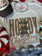 Load image into Gallery viewer, Cowboy Gingerbread Howdy Christmas Graphic Tee
