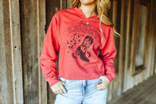 Load image into Gallery viewer, Feelin&#39; Lucky Raw Hem V-Neck Crop Graphic Sweatshirt
