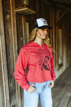 Load image into Gallery viewer, Feelin&#39; Lucky Raw Hem V-Neck Crop Graphic Sweatshirt
