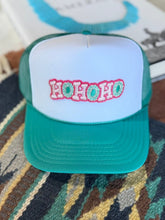 Load image into Gallery viewer, Ho Ho Ho Christmas Glitter Patch Trucker Hat
