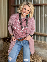 Load image into Gallery viewer, Mauve Striped Mid-Length Cardigan

