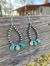 Load image into Gallery viewer, Teardrop turquoise and Sterling Silvers Pearls earrings
