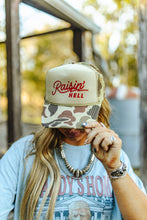 Load image into Gallery viewer, Raisin&#39; Hell Green Camo Trucker Hat
