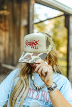 Load image into Gallery viewer, Raisin&#39; Hell Green Camo Trucker Hat
