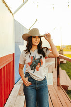 Load image into Gallery viewer, Raw Cut V-neck Texas Cowboy Graphic Tee

