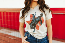 Load image into Gallery viewer, Raw Cut V-neck Texas Cowboy Graphic Tee
