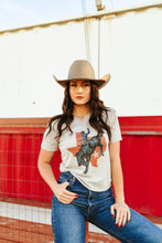 Load image into Gallery viewer, Raw Cut V-neck Texas Cowboy Graphic Tee
