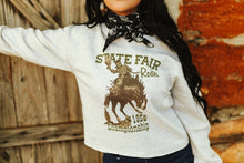 Load image into Gallery viewer, State Fair Rodeo Raw Hem V-Neck Crop Graphic Sweatshirt
