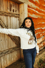 Load image into Gallery viewer, State Fair Rodeo Raw Hem V-Neck Crop Graphic Sweatshirt
