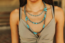Load image into Gallery viewer, Turquoise and Silver Pearl Layered Necklace
